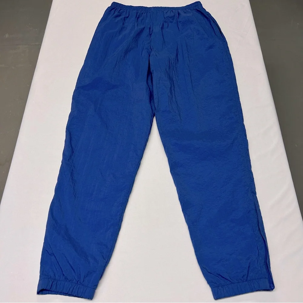 Vntg Reebok Womens Jogger Pants Size L High Rise Tapered Gym 90s Streetwear Blue